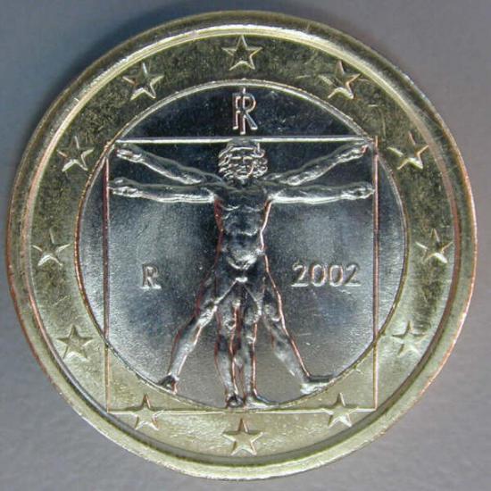 Moneta da 1 euro - Uomo di Vitruvio